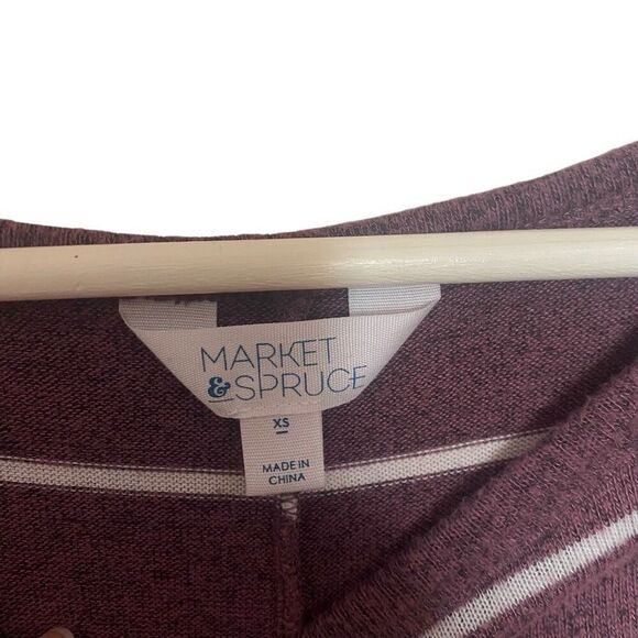 Market Spruce XS long sleeve red and white striped soft fuzzy crew neck - Picture 2 of 5